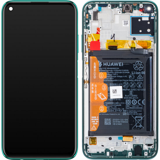 Huawei P40 Lite-LCD Display Module + Battery- Green