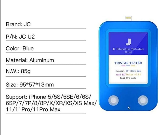 JC U2 Tristar Charger IC Chip Tester For iPhone