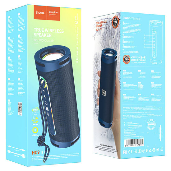 Hoco HC9 Wireless Speaker Sports Portable Loudspeaker- Navy Blue