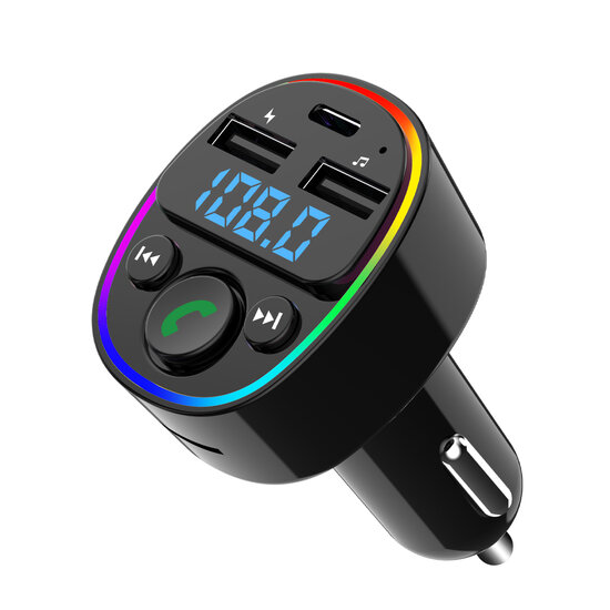 G67 Button Version Colorful Light Type-C TF Card U-disk Car FM Transmitter 