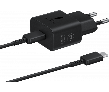 Samsung Wall Charger, 25W, 3A, 1 X USB-C, With USB-C Cable, Black EP-T2510XBEGEU