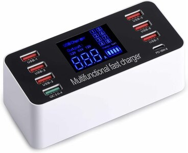 Multiple USB Charger, 8-Port Desktop Charging Station with Quick Charge QC+PD